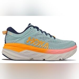 HOKA One One Women's Light Blue and Orange Running Shoe Size 10